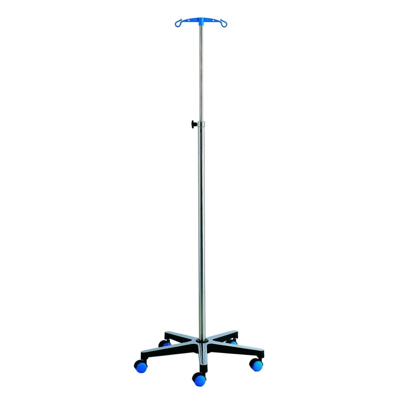 Porte sérum 2 ou 4 crochets,  piètement 5 branches aluminium