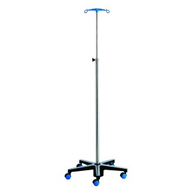 Porte sérum 2 ou 4 crochets,  piètement 5 branches aluminium, alourdi