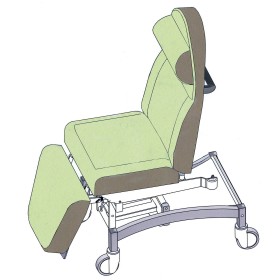 Fauteuil de soins polyvalent, sellerie 3 parties, roues Ø 150 mm