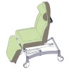 Fauteuil de soins polyvalent, sellerie 3 parties, roues Ø 150 mm