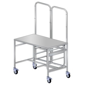 Table de conditionnement en inox sur roulettes, soudée