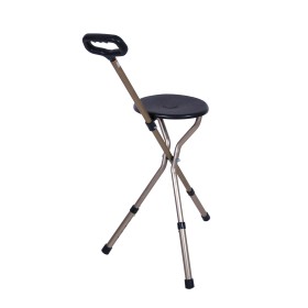 Canne siège pliante à 3 pieds réglables