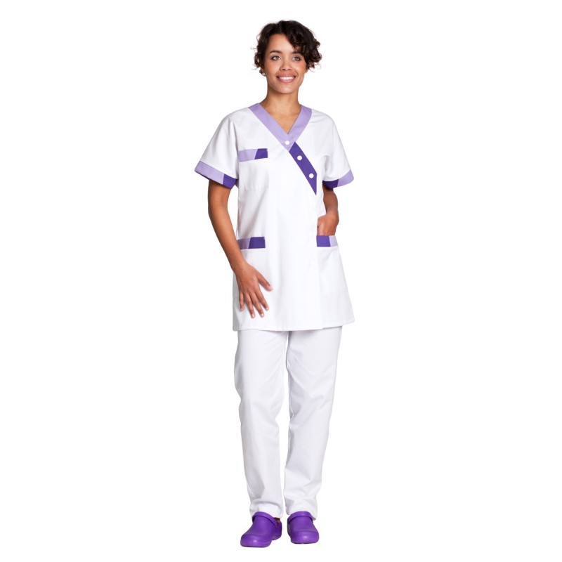 Tunique femme "Timbi", couleur blanc et violet