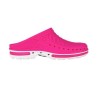 Sabots CLOG semelle blanche corps fuchsia, sans bride