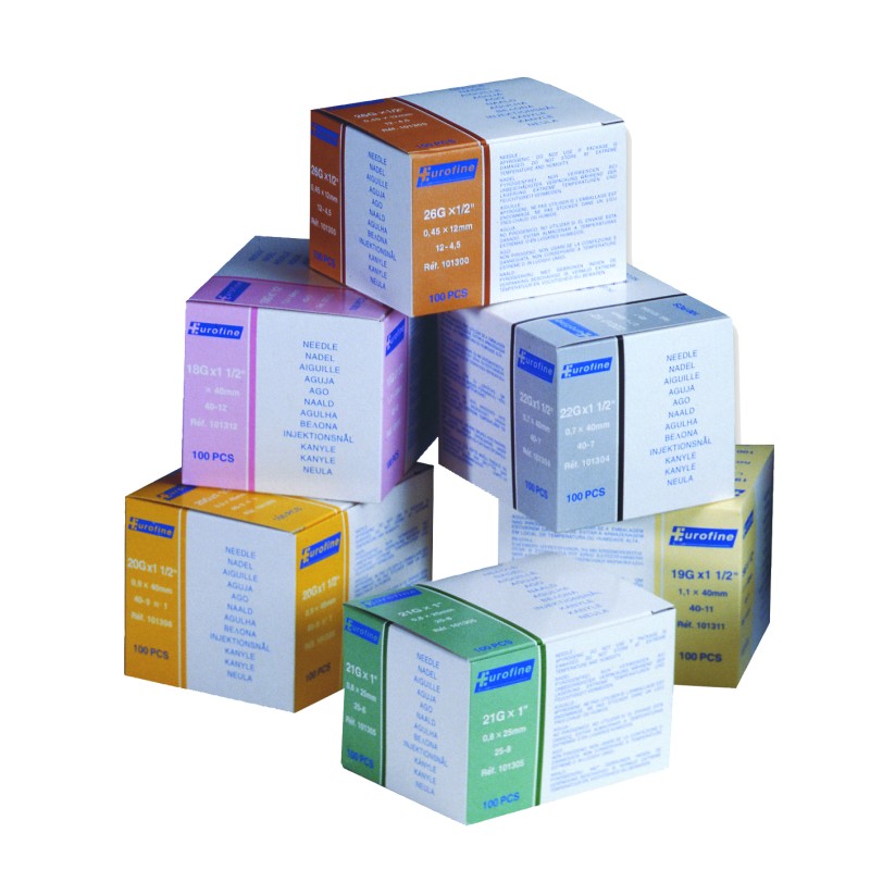 Aiguille Eurofine en acier inoxydable, stérile, boite de 100