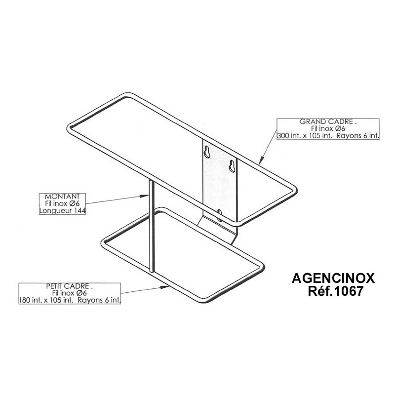Support mural en fil inox pour bassin de lit