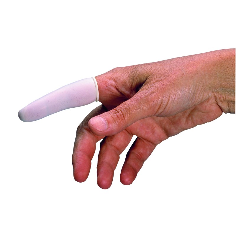 Doigtier roulé latex sans poudre, sachet de 100 pièces -