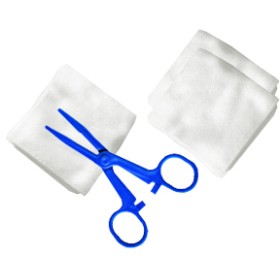 Pince Kocher bleue, 14 cm, sachet pelable, carton de 100