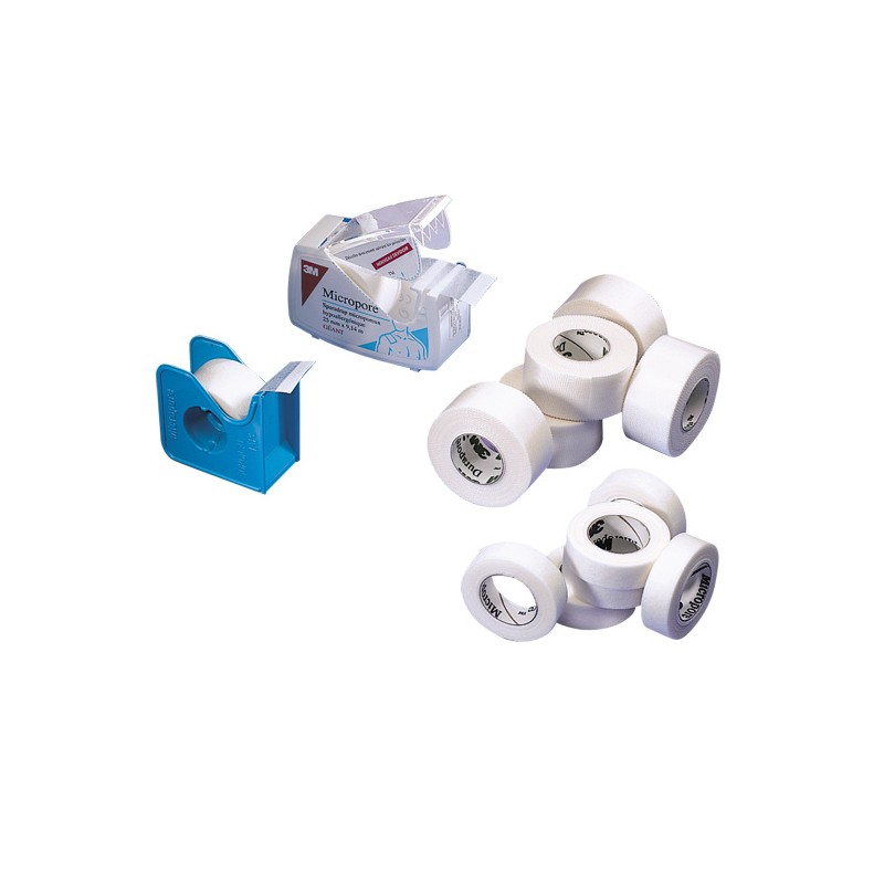 MICROPORE 3M, 2.5 cm x 9.14m, boîte de 12 rouleaux avec dévidoir