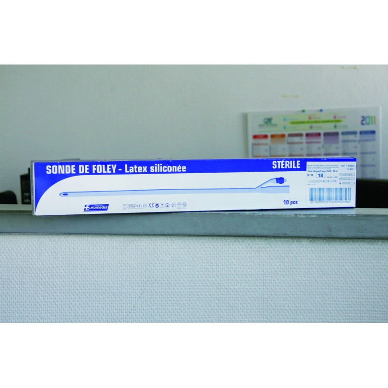 Sonde de Foley en latex siliconé, pour adulte, boîte de 10