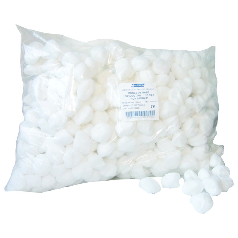 Boules de gaze non stériles en sachet, conditionnement au choix