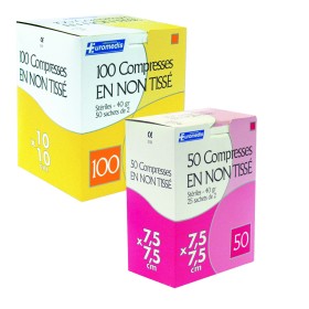 Compresse en non-tissé stérile, emballée par paire, 10 sachets de 2