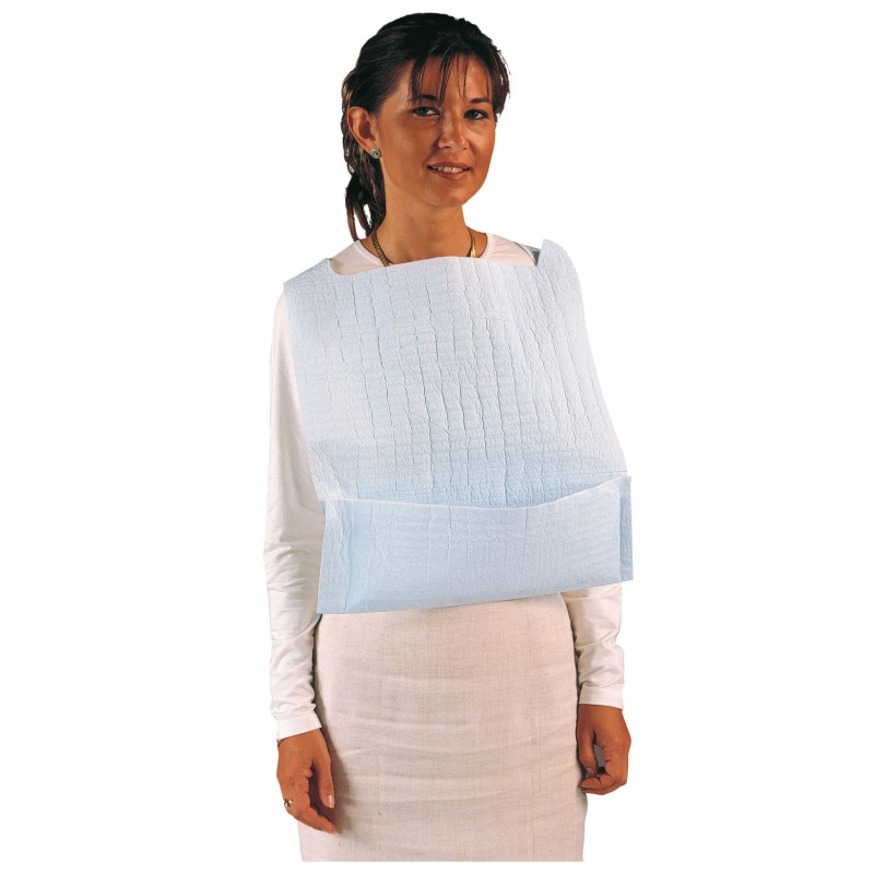 Bavoir W en polyéthylène avec poche, carton de 1000 pièces