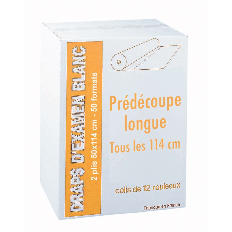 Drap d'examen blanc, 50x114, 50 formats, colis de 12 rlx