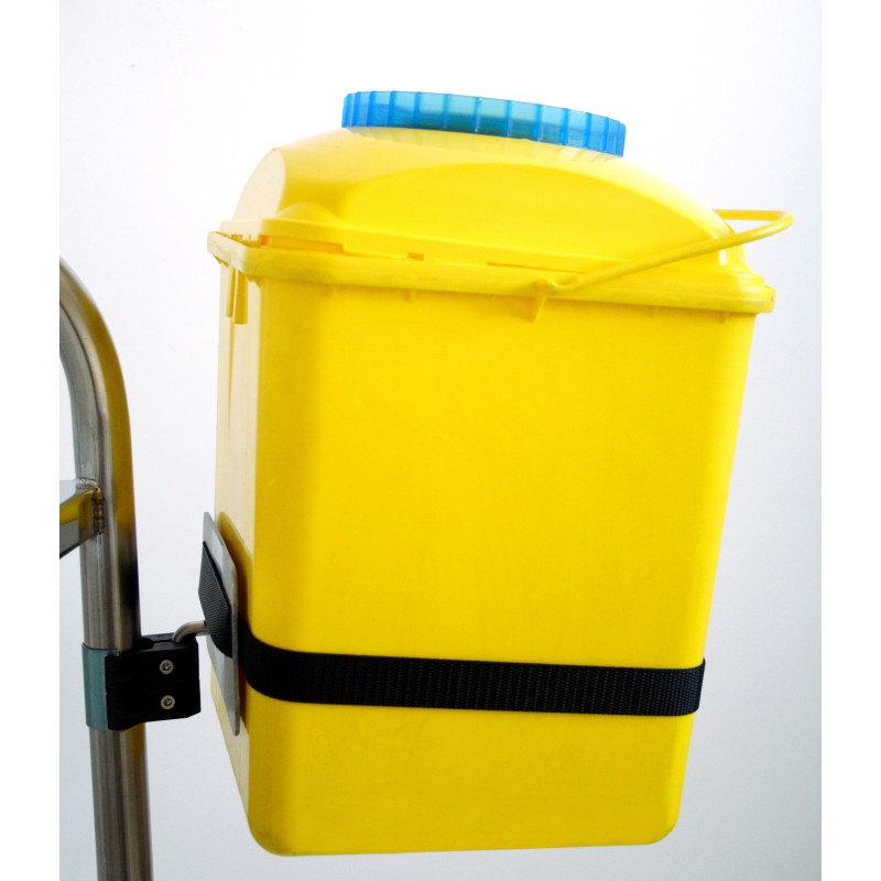 Support bac à déchet avec fixation et sangle