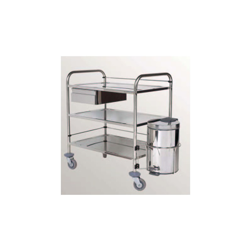 Tiroir inox pour guéridon à bords relevés, longueur 520 mm