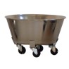 Bac rond avec chariot inox sur 4 roulettes