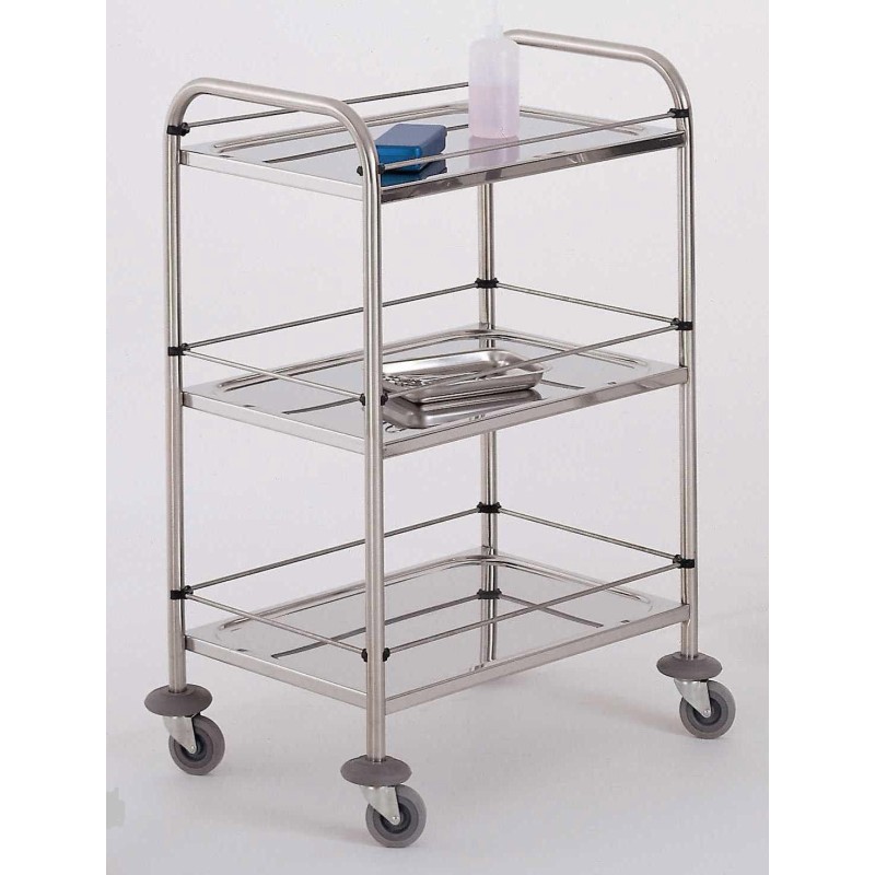 Guéridon amagnétique 3 plateaux emboutis, Dim. 600 x 430