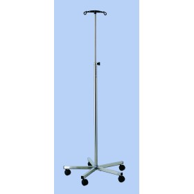 Porte sérum 2 ou 4 crochets, pied 5 branches inox, alourdi