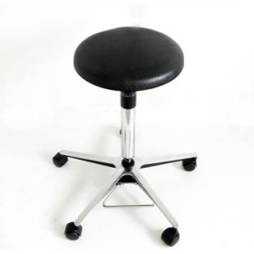 Tabouret à vérin inversé, pied 5 branches inox, commande au pied