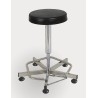 Tabouret à vérin inversé, pied 5 branches inox, commande au pied