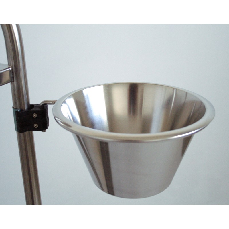 Porte cuvette avec cuvette inox D. 200 mm pour chariots médicaux