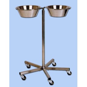 Porte 2 cuvettes, pied 5 branches inox, roues antistat. Ø 50 mm