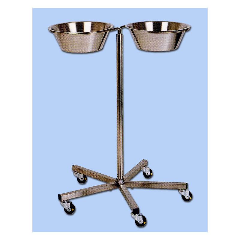 Porte 2 cuvettes, pied 5 branches inox, roues antistat. Ø 50 mm
