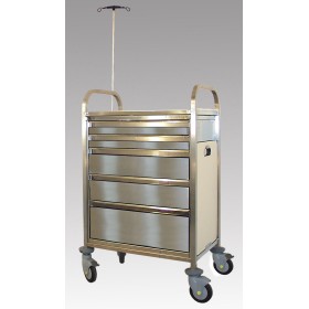 Chariot d'urgence complet tout inox 700 x 445 mm