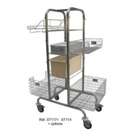 Chariot double face à compartiment central 555 x 905 x 1760 mm