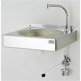 Poste de lavage des mains en inox sans dosseret