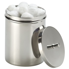 Boite  à coton avec pommeau en inox,  110 x 140mm