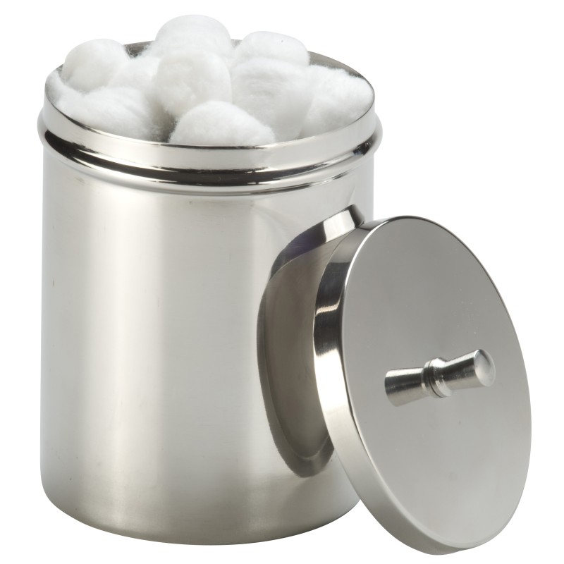 Boite  à coton avec pommeau en inox,  110 x 140mm