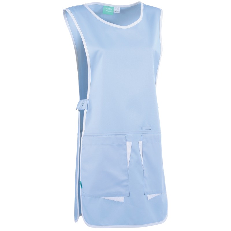 Chasuble encolure arrondie CLARA, bleu ciel / blanc, T0/2 et T3/5