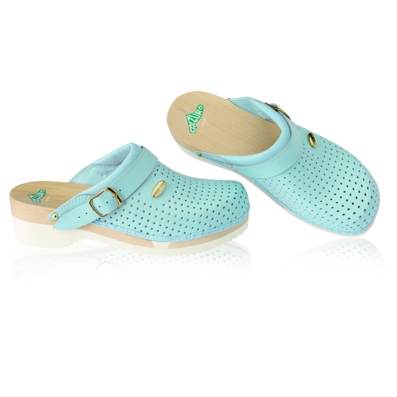 Sabots bois FLEXWOOD, Bleu ciel, pointure 46