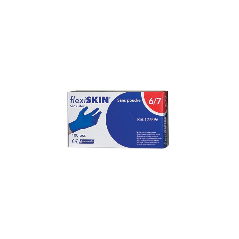 Gants d'examens Flexiskin, nitrile bleu cobalt, sans poudre