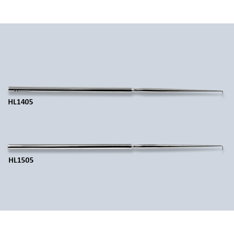 Crochet fin mousse otologique 90Â° sur manche L:16cm