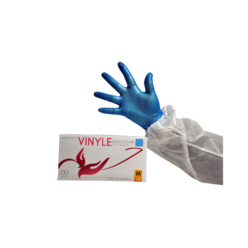 Gant Vinyle bleu AQL 1,5 Qualité pro micro poudré