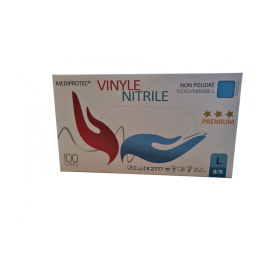 Gant d'examen Vinyle Nitrile bleu non poudré PREMIUM AQL 1,5