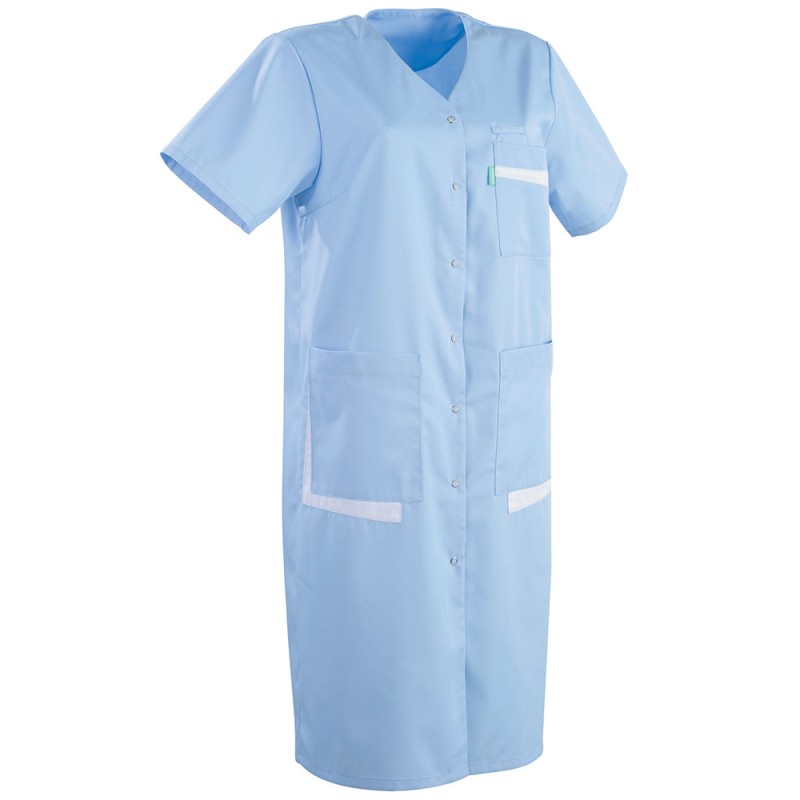 Blouse manches courtes LISA, bleu ciel / blanc, tailles 0 à 6 