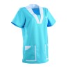 Tunique semi-cintrée MARIE, turquoise col blanc taille 1 &amp; 2